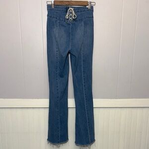 Almost Famous Y2K Lace-Up Back Flare Jeans Light Wash Size 0